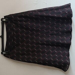 Women's 0P Ann Taylor skirt black red white design flowy layered knee length